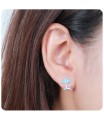 Blue Hibiscus Silver Ear Stud STS-3466 (CO22+CO15)